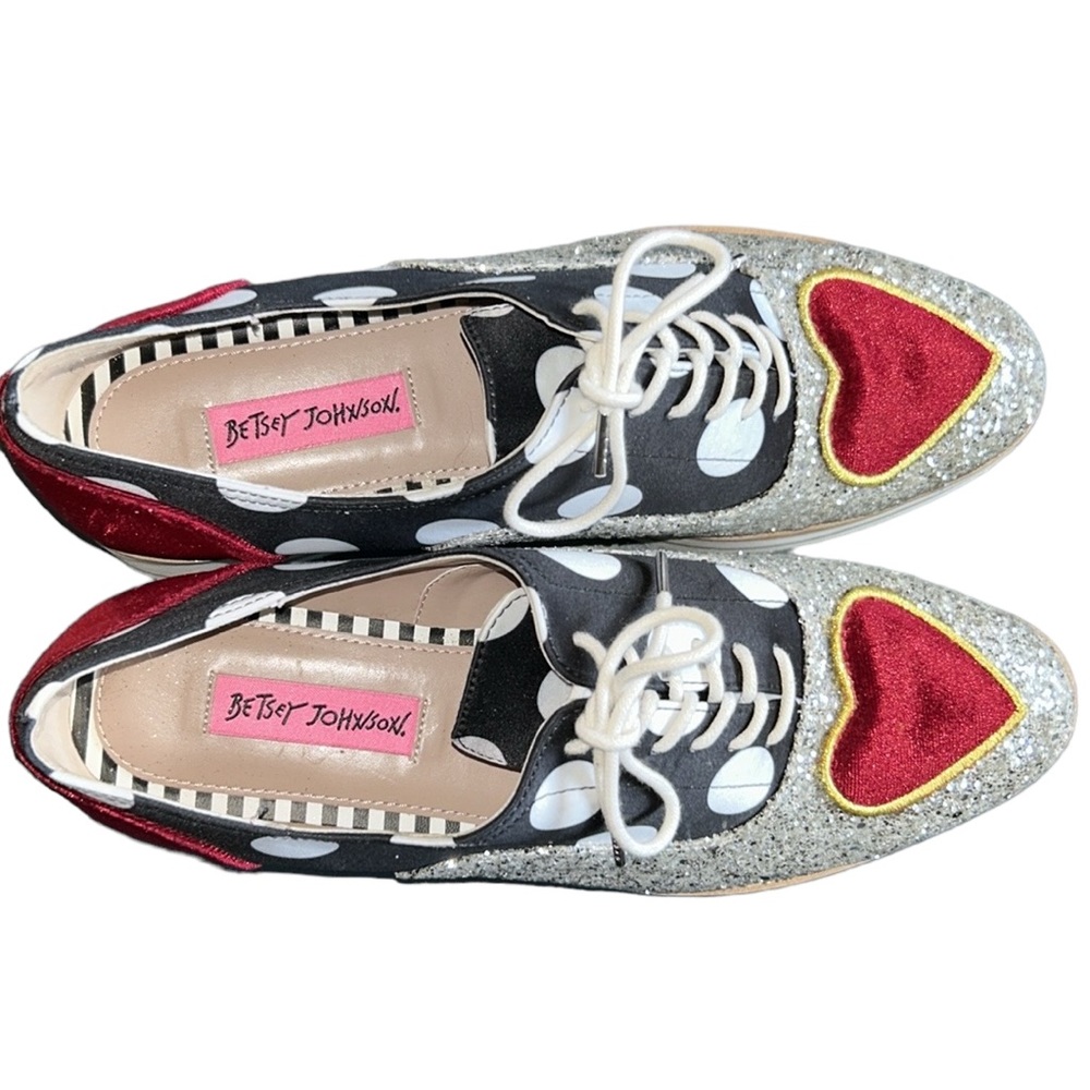 Betsey Johnson Platform Oxford Walker Silver Sparkle Shoes Size 7.5 - Picture 8 of 15
